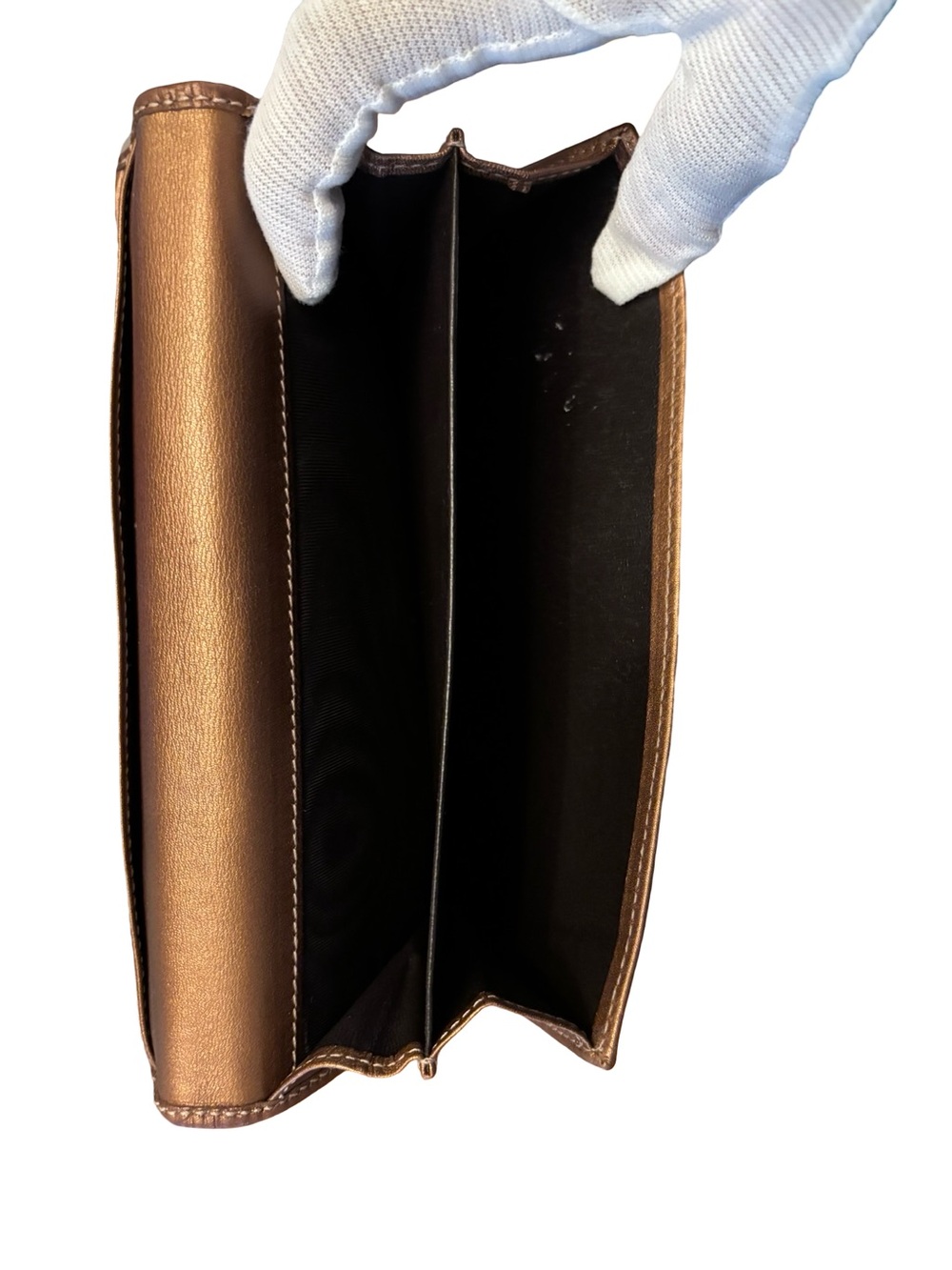 Authentic Gucci Guccissima Continental Wallet- Metallic Bronze Leather w/COA - Picture 11 of 14